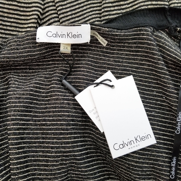 Calvin Klein gold black striped cascading open front cardigan NWOT size 2X - Picture 8 of 9